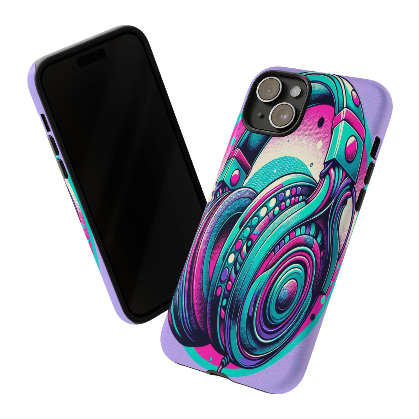 Custom ProtectiveHeadphone Vibes in Electric ColorsIphone Case Compatible With Iphone 16 15 14 - Phone Cover