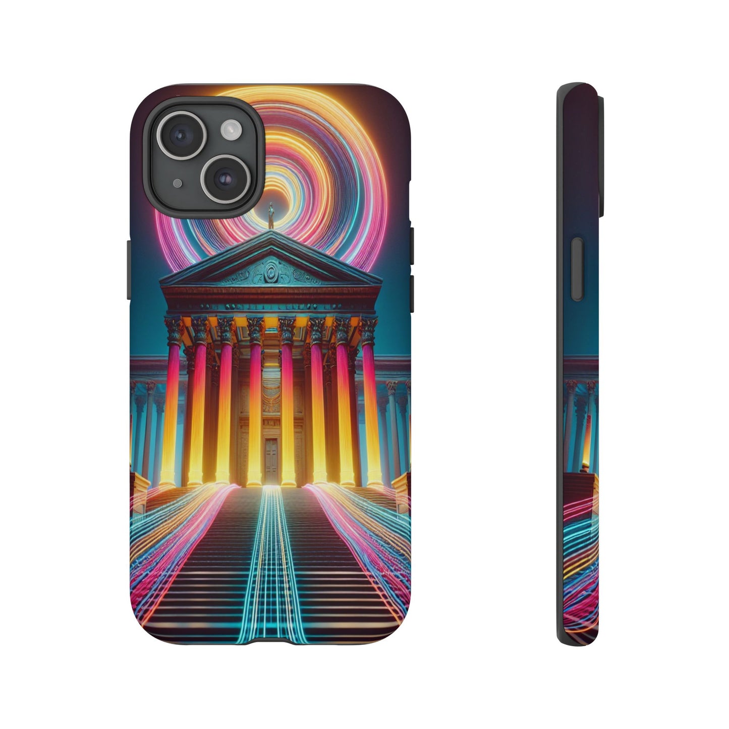 Illuminated Landmark with Colorful Trails - Phone Case