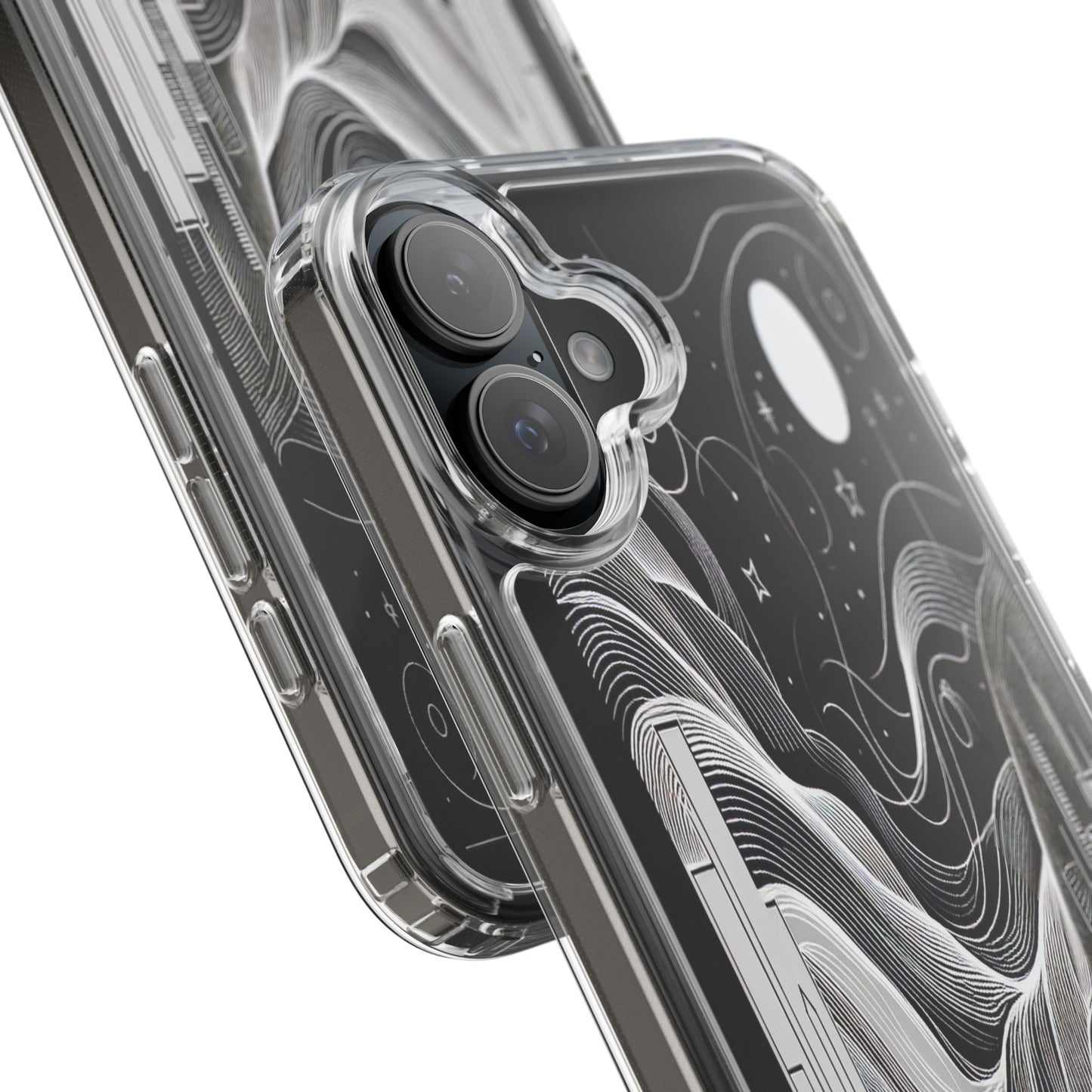 Transparent Illuminated Skyline Design Iphone Case Compatible With Iphone 16 15 14 - Clear Phone Cover