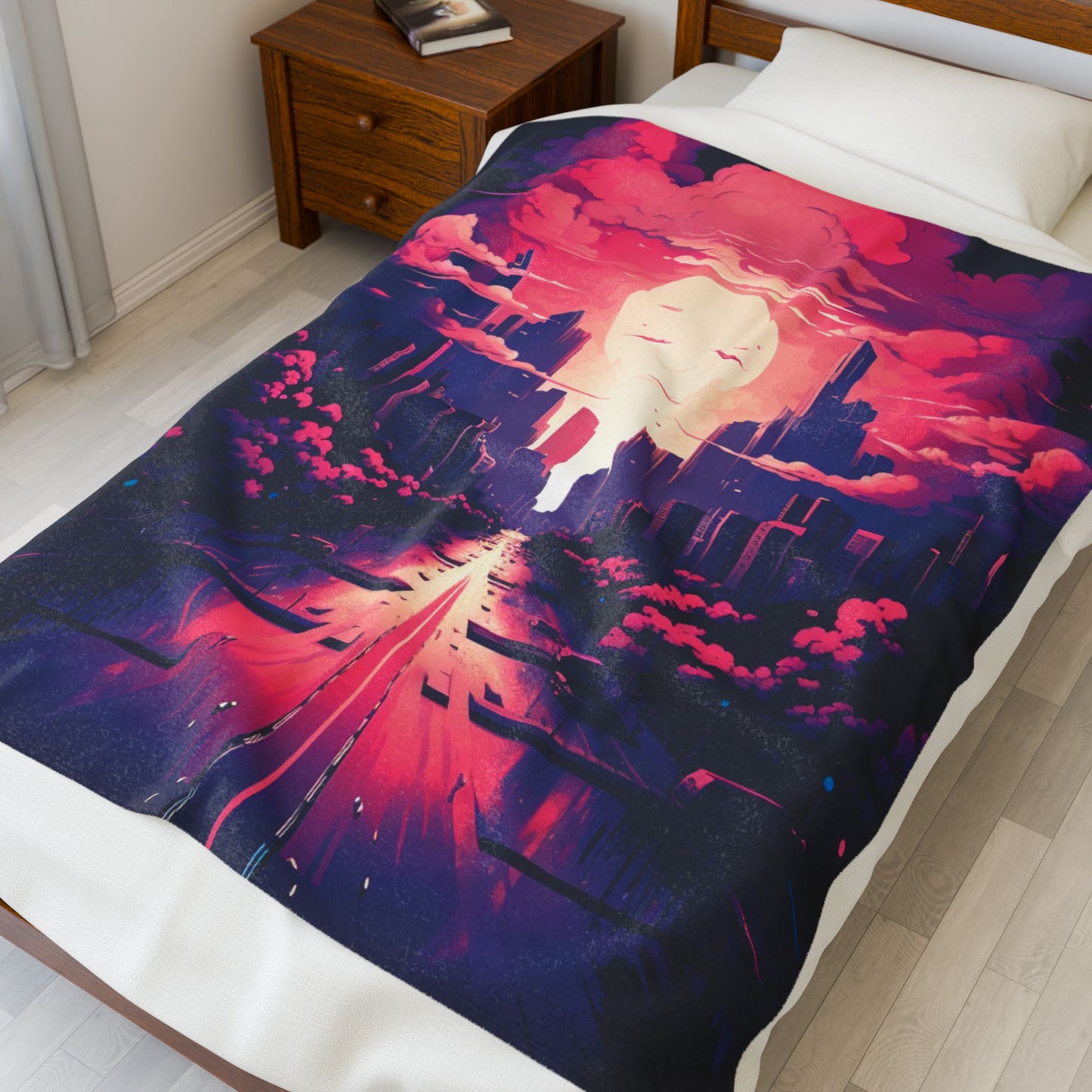 Sunset Metropolis Dreamscape- Plush Blanket
