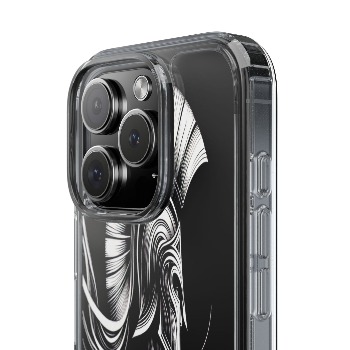 Transparent Helmeted Sentinel in Monochrome Motion Iphone Case Compatible With Iphone 16 15 14 - Clear Phone Cover