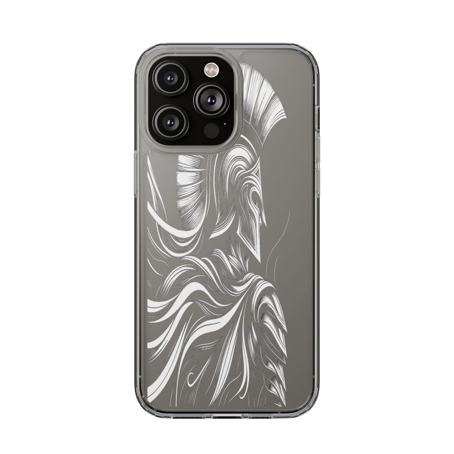 Transparent Helmeted Sentinel in Monochrome Motion Iphone Case Compatible With Iphone 16 15 14 - Clear Phone Cover