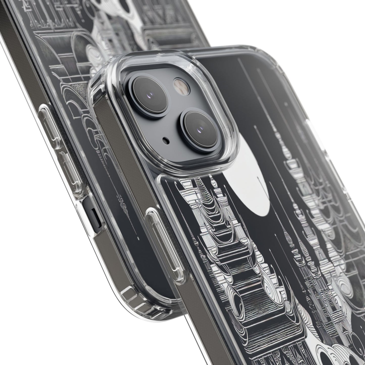 Transparent Temple Silhouette Under Bright Moon Iphone Case Compatible With Iphone 16 15 14 - Clear Phone Cover