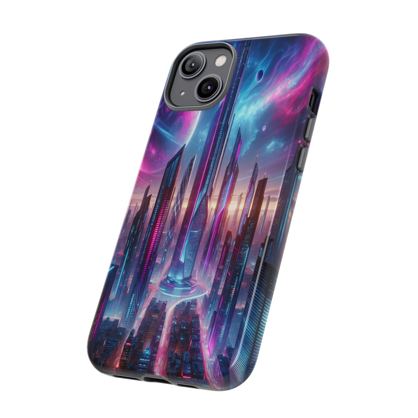 Custom ProtectiveFuturistic Cityscape with Celestial BackdropIphone Case Compatible With Iphone 16 15 14 - Phone Cover