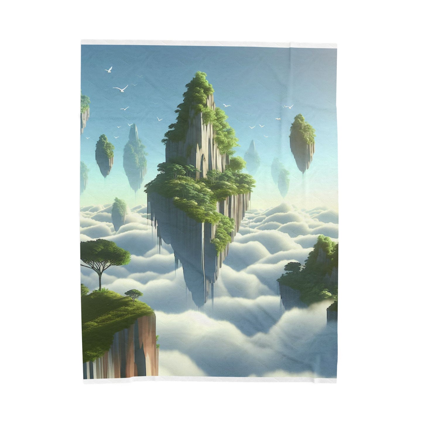Floating Island Gardens in the Clouds - Plush Blanket