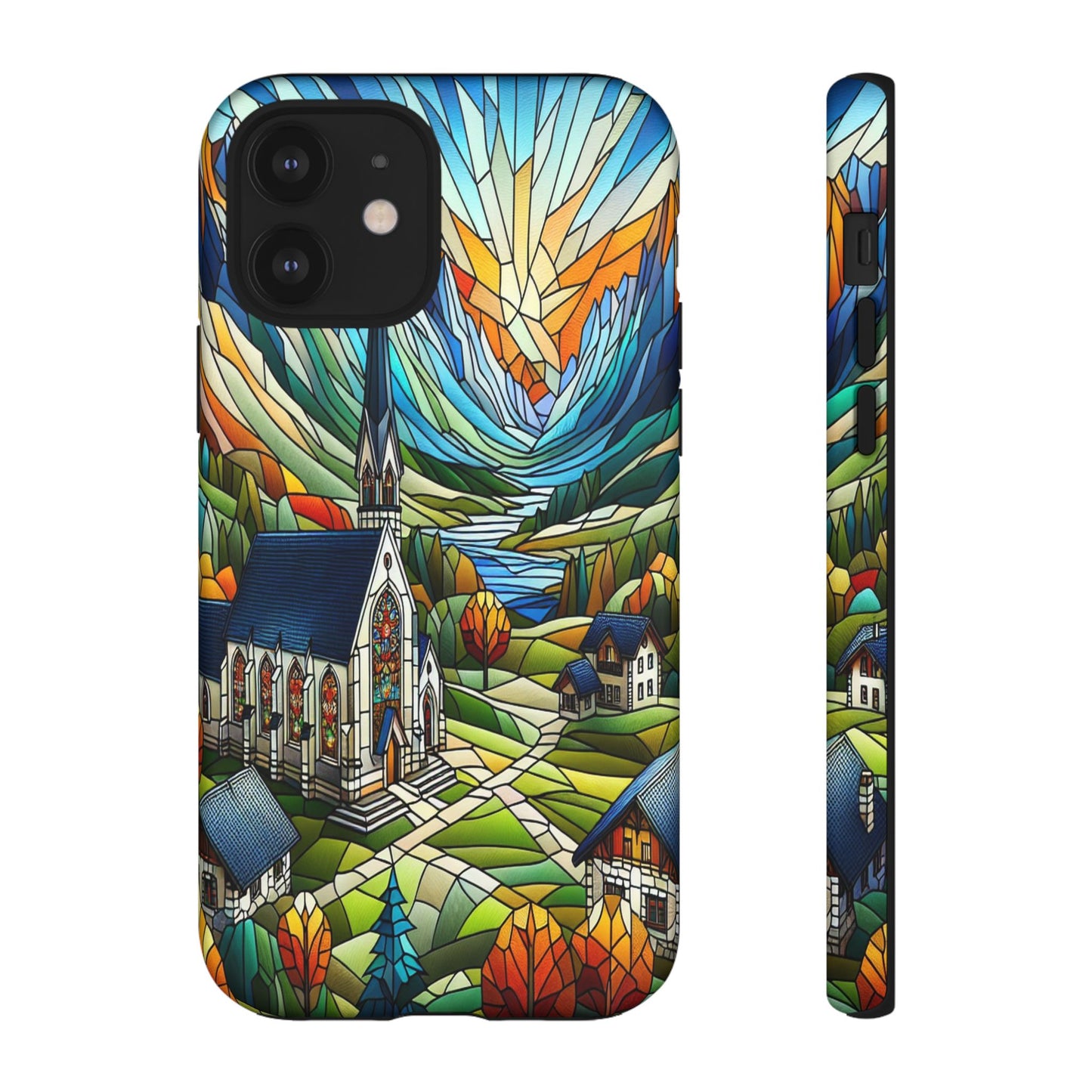 Stained Glass Countryside Scene - Phone Case