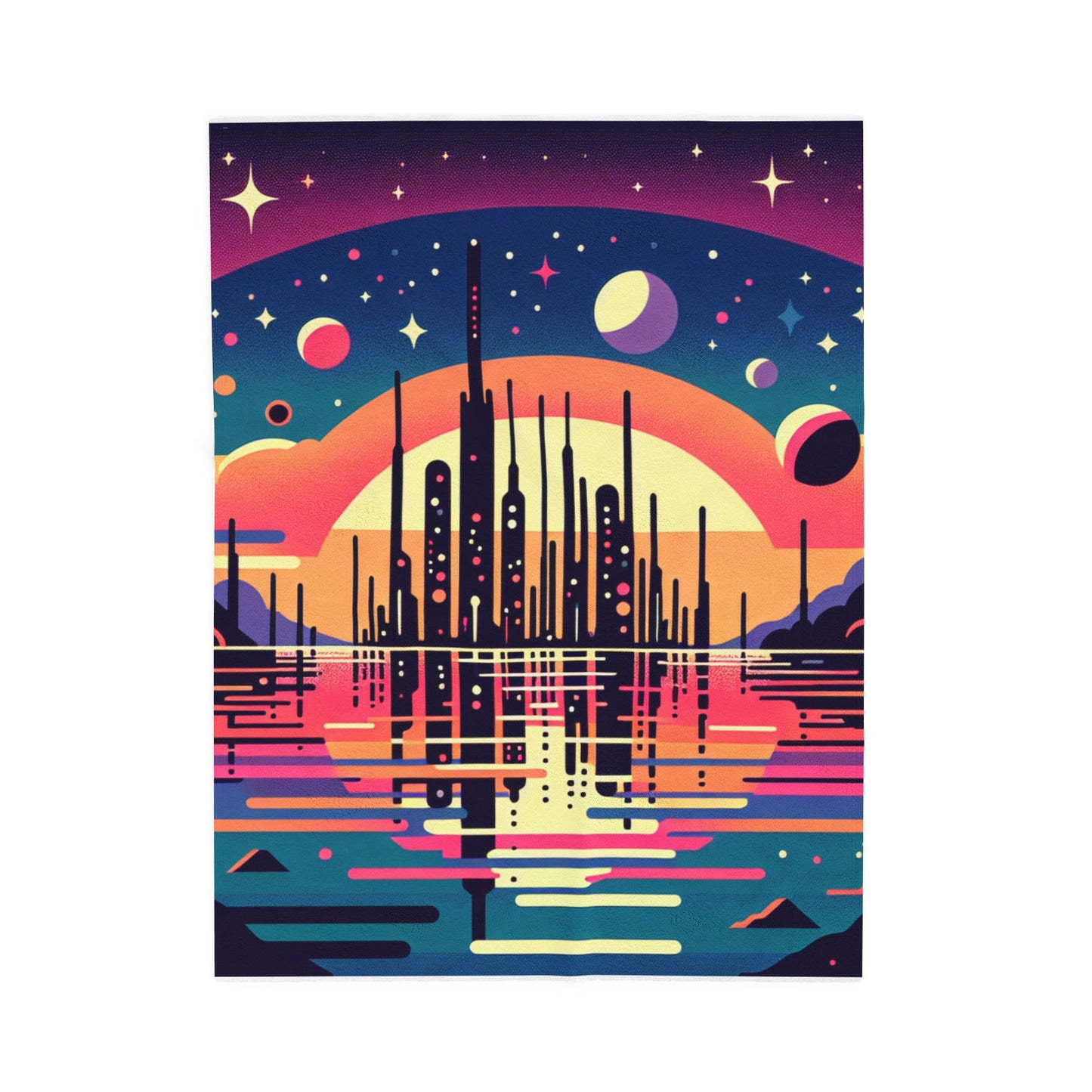 Celestial Skyline Oasis - Plush Blanket