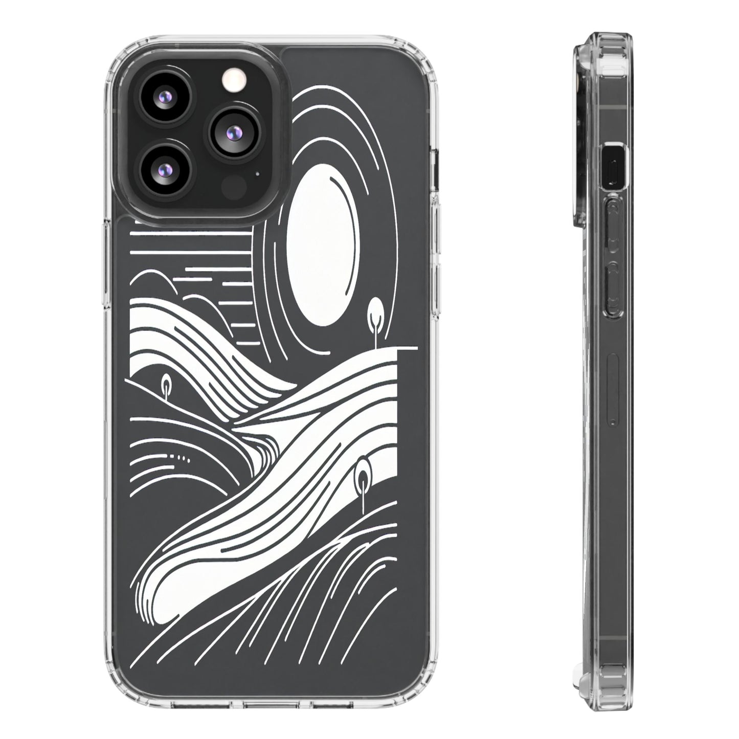 Transparent Horizon Curves Iphone Case Compatible With Iphone 16 15 14 - Clear Phone Cover