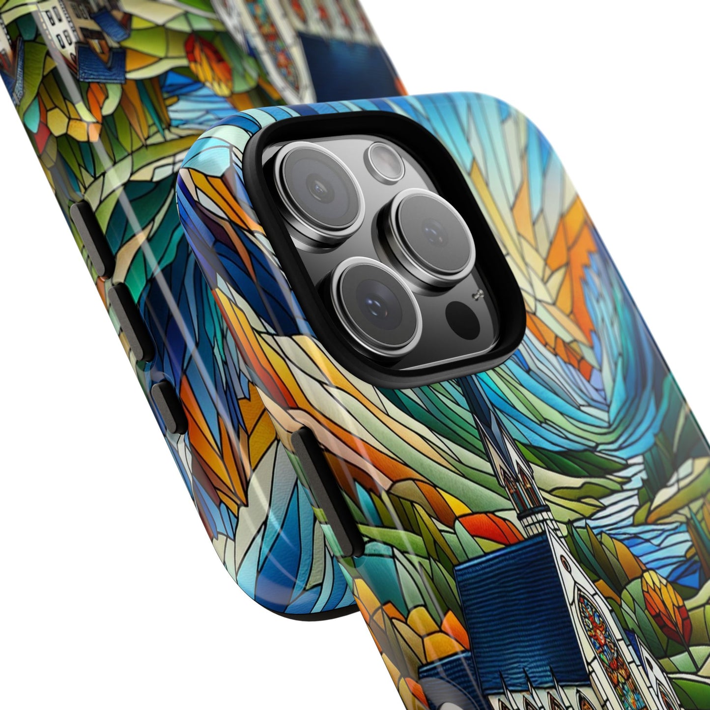 Stained Glass Countryside Scene - Phone Case