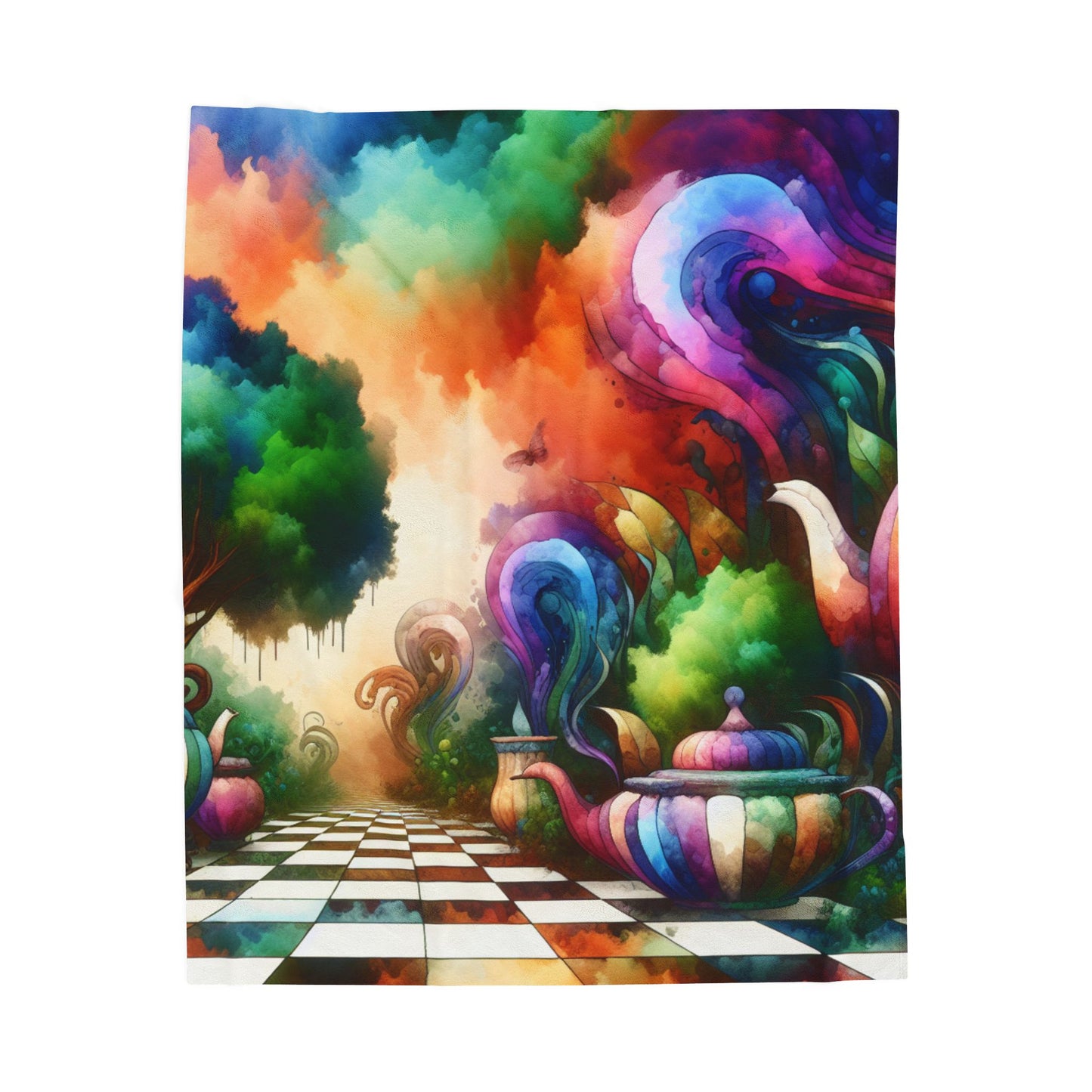 Enigmatic Tea Party Landscape - Plush Blanket