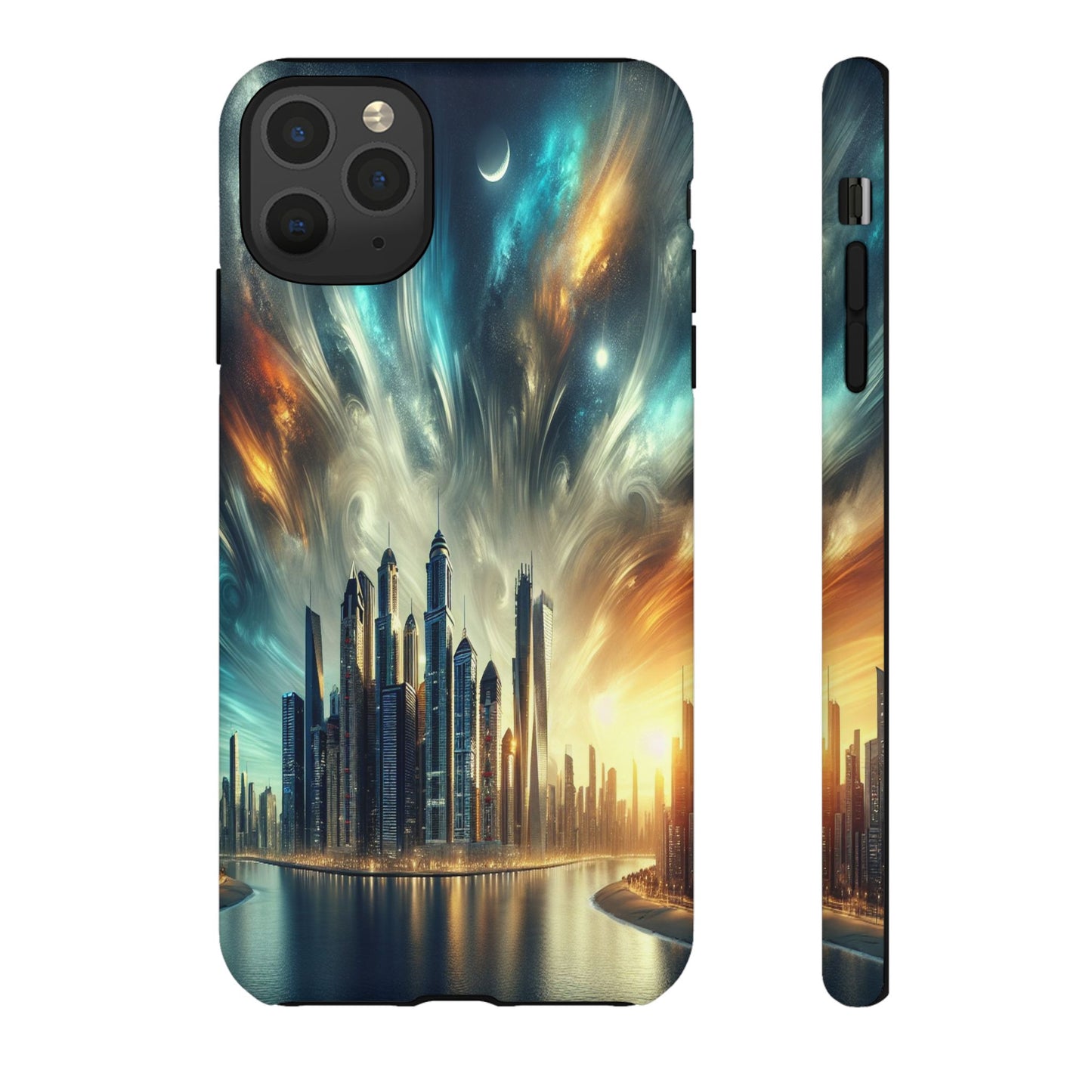Cityscape under Celestial Tapestry - Phone Case