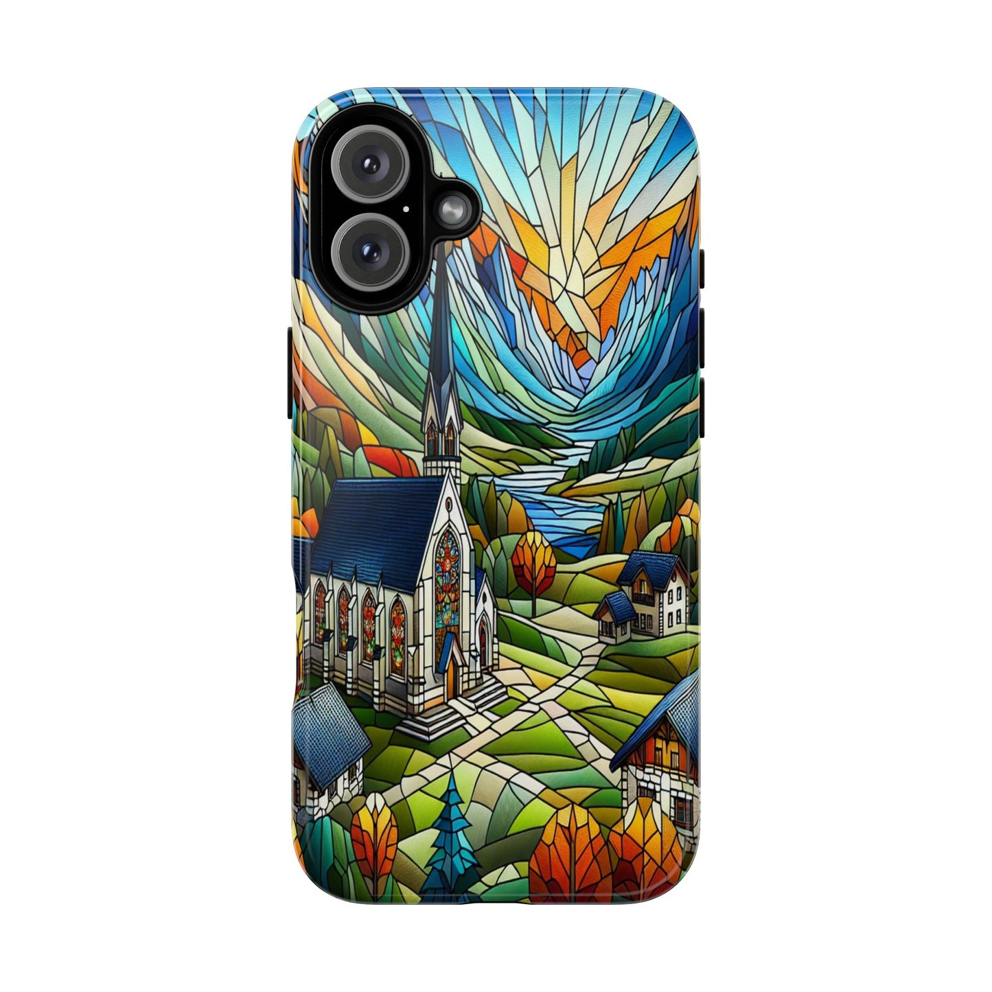 Stained Glass Countryside Scene - Phone Case