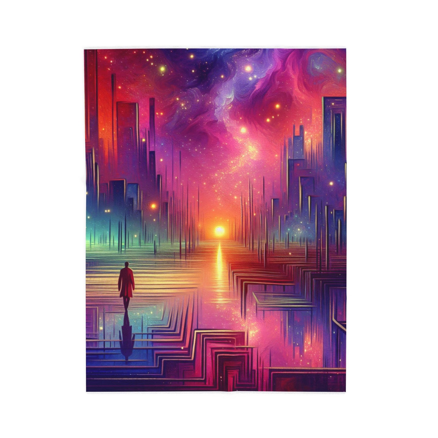 Walking Through a Dreamy Metropolis - Plush Blanket