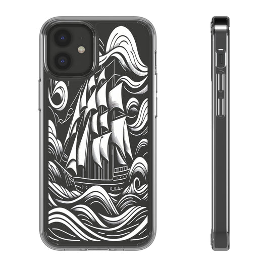 Transparent Journey on the Waves Iphone Case Compatible With Iphone 16 15 14 - Clear Phone Cover