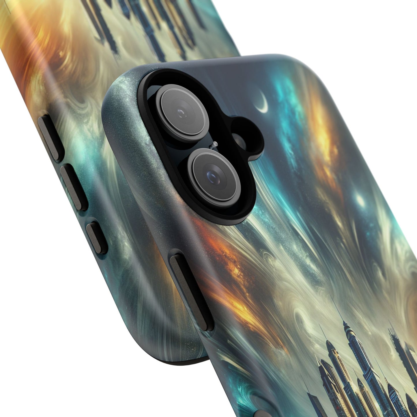 Cityscape under Celestial Tapestry - Phone Case