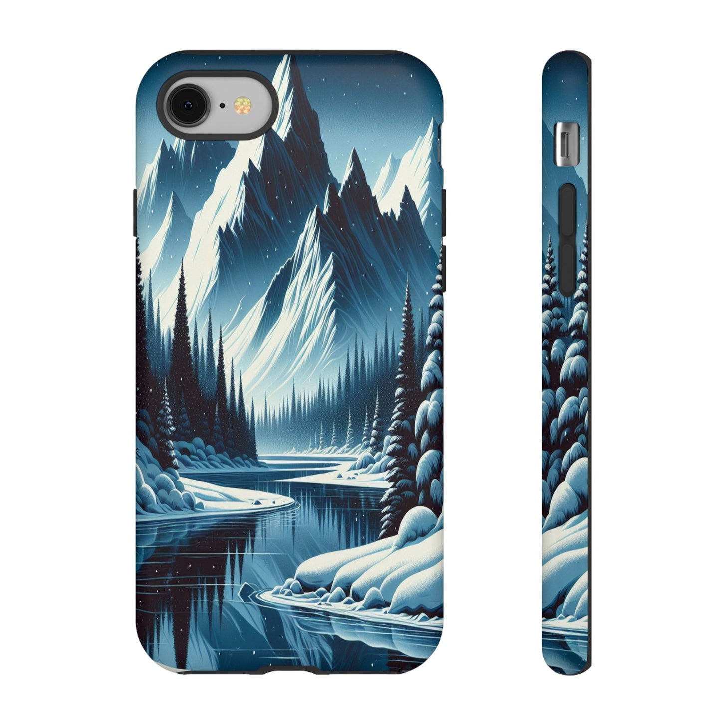 Frozen Peaks and Icy Reflections - Phone Case