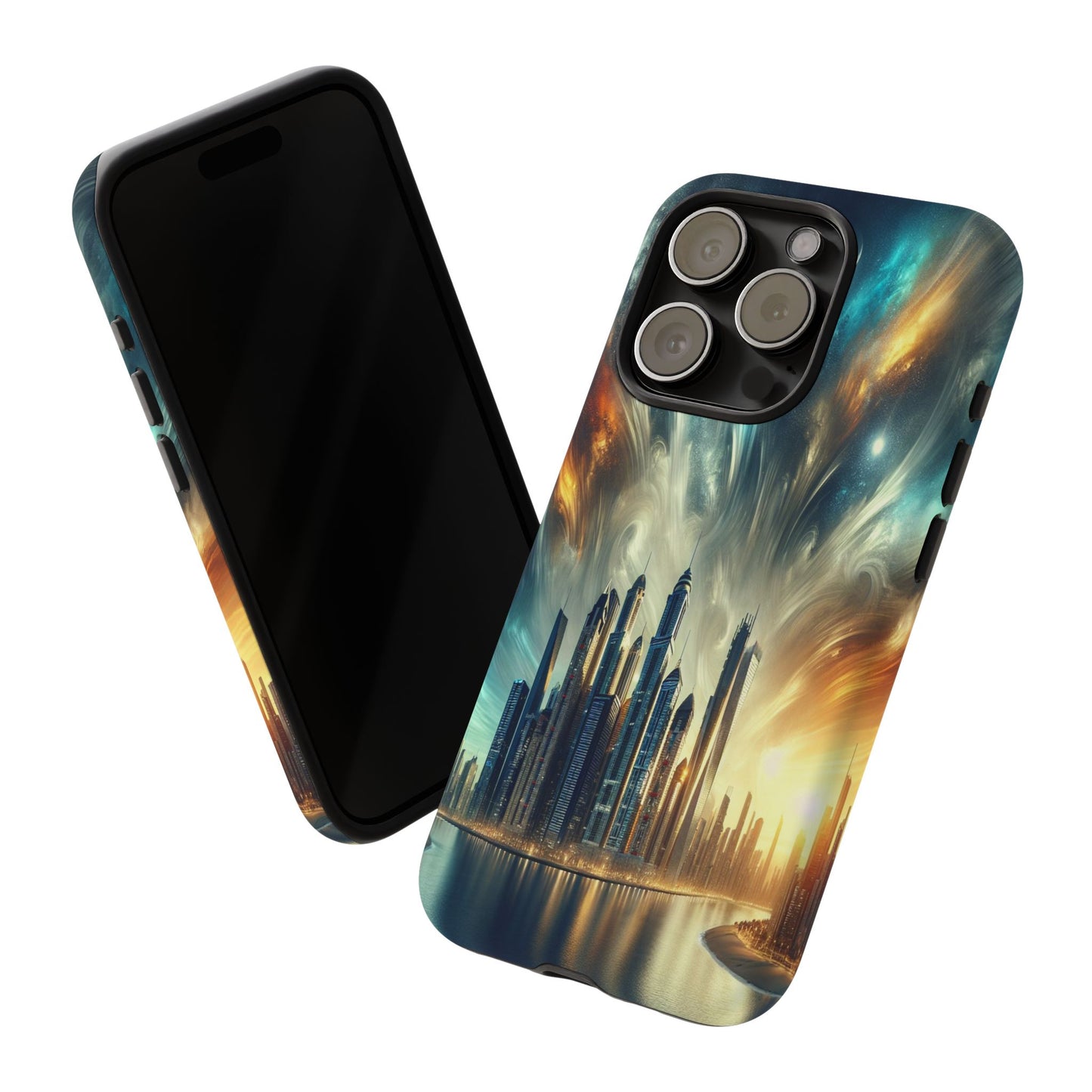 Cityscape under Celestial Tapestry - Phone Case