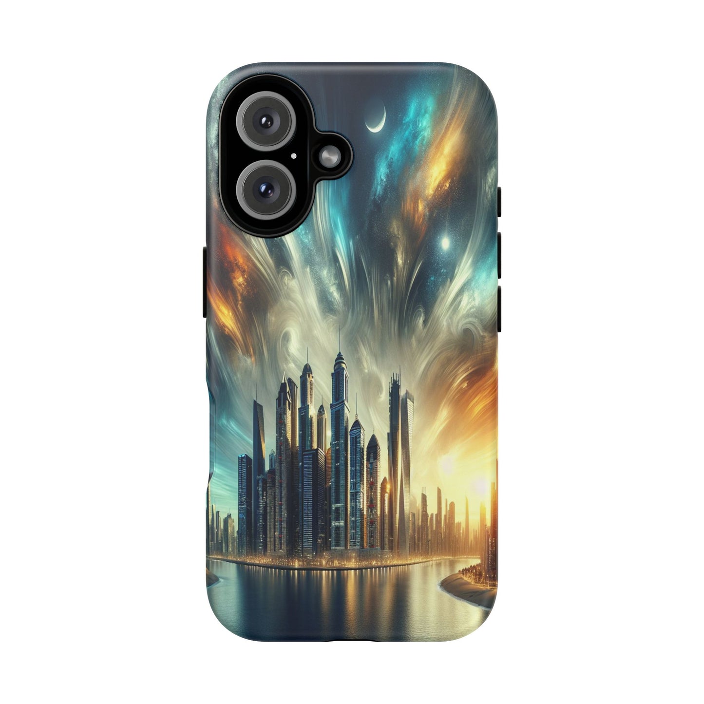 Cityscape under Celestial Tapestry - Phone Case