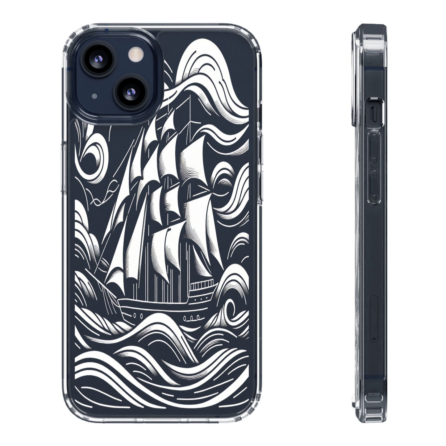 Transparent Journey on the Waves Iphone Case Compatible With Iphone 16 15 14 - Clear Phone Cover