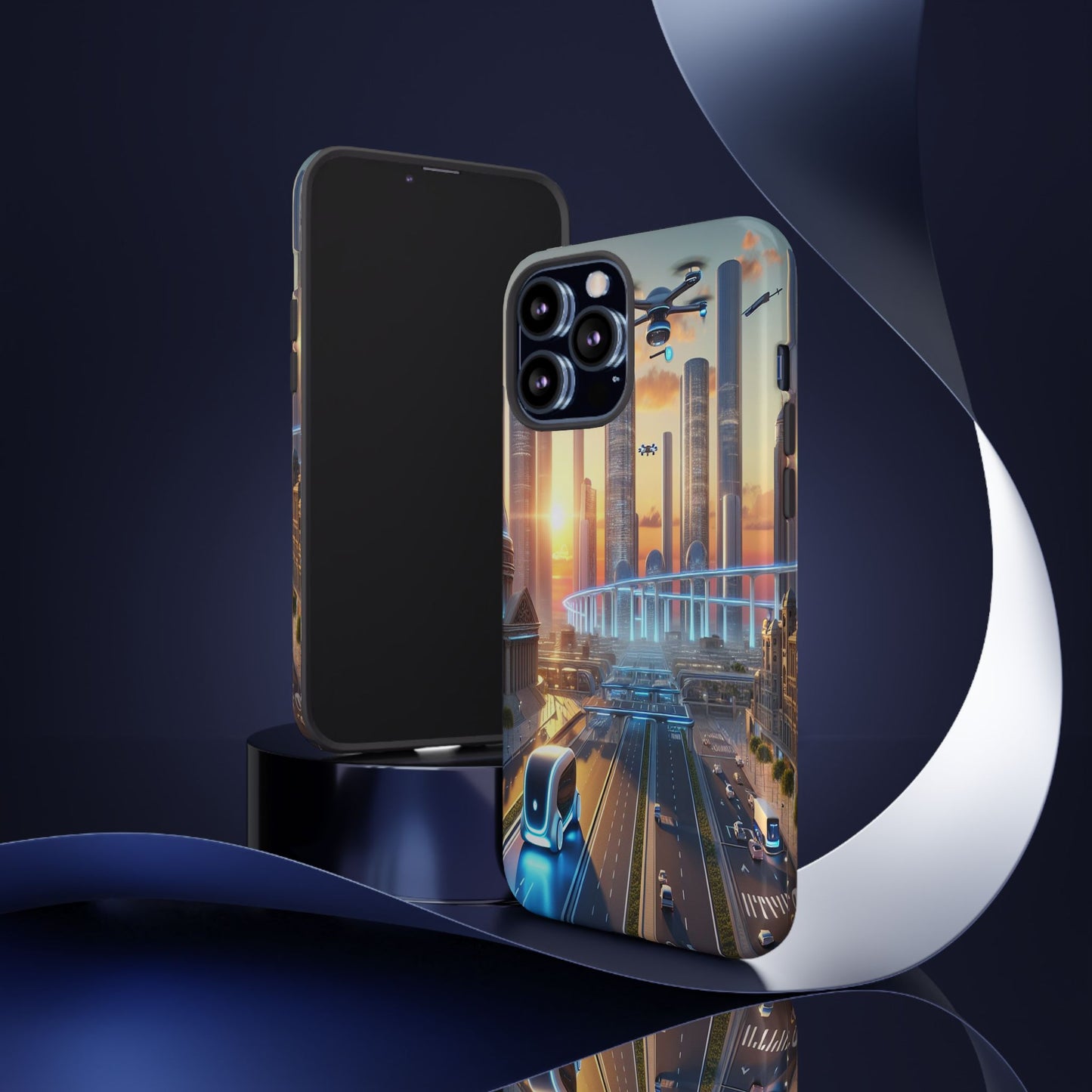 Futuristic Cityscape Unveiled - Phone Case
