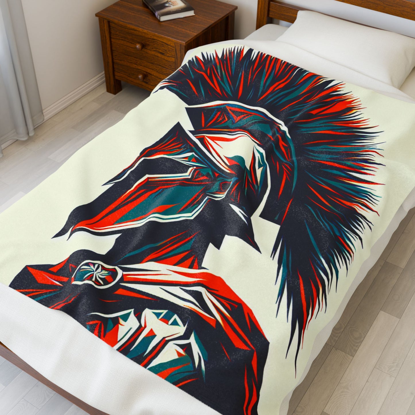 Geometric Spartan Warrior- Plush Blanket