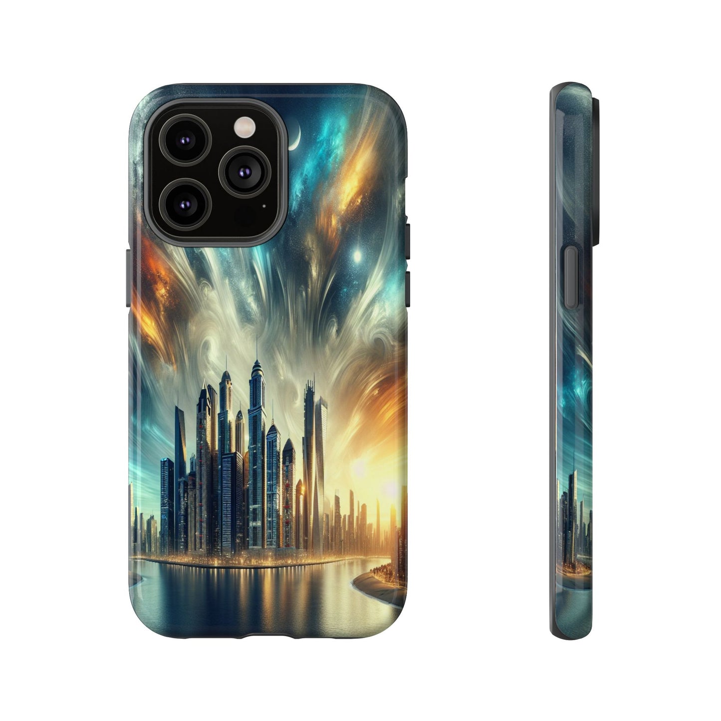 Cityscape under Celestial Tapestry - Phone Case
