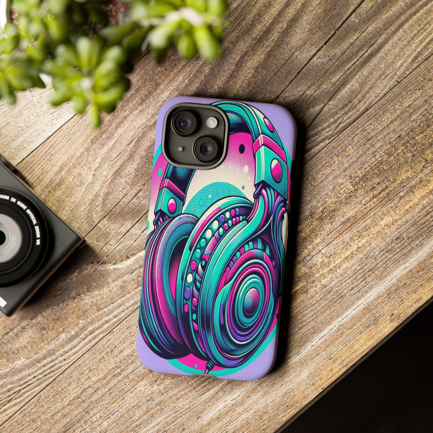 Custom ProtectiveHeadphone Vibes in Electric ColorsIphone Case Compatible With Iphone 16 15 14 - Phone Cover