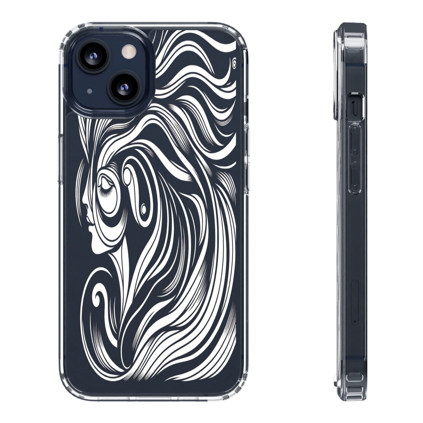 Transparent Flowing Contours Iphone Case Compatible With Iphone 16 15 14 - Clear Phone Cover