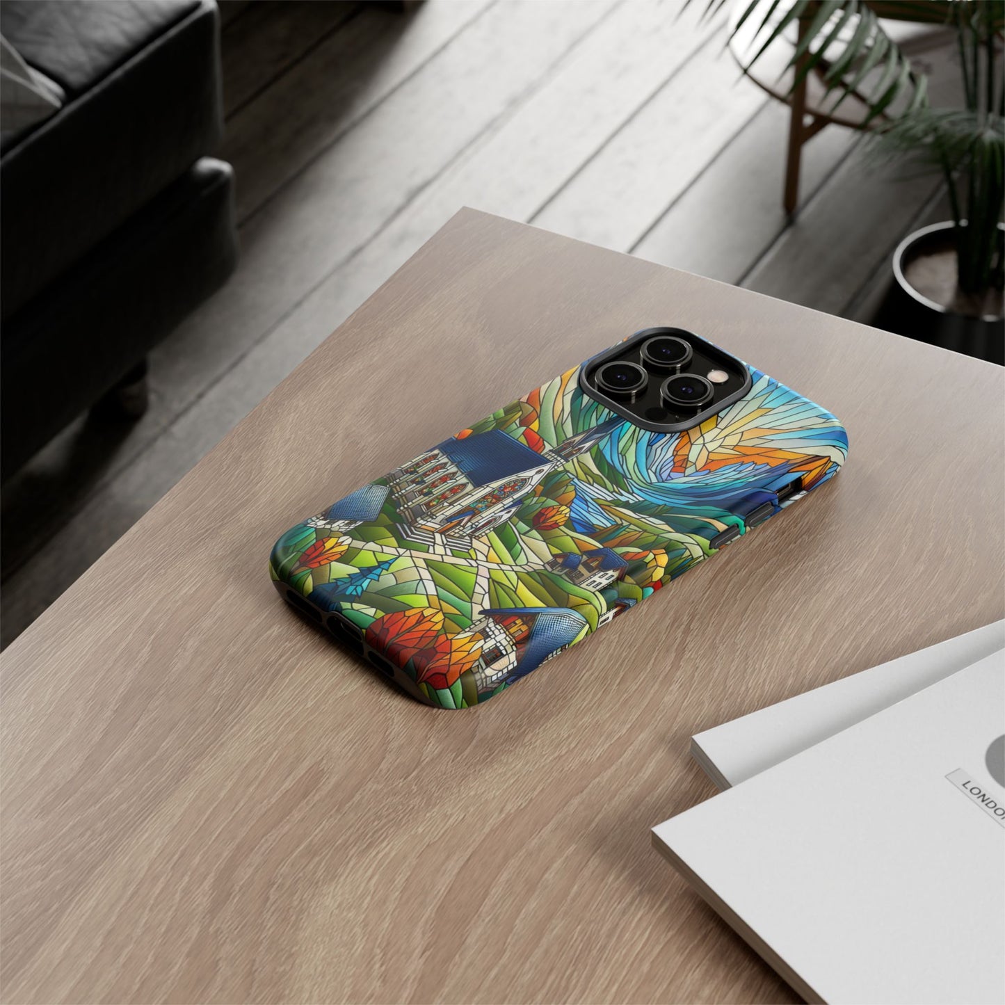 Stained Glass Countryside Scene - Phone Case
