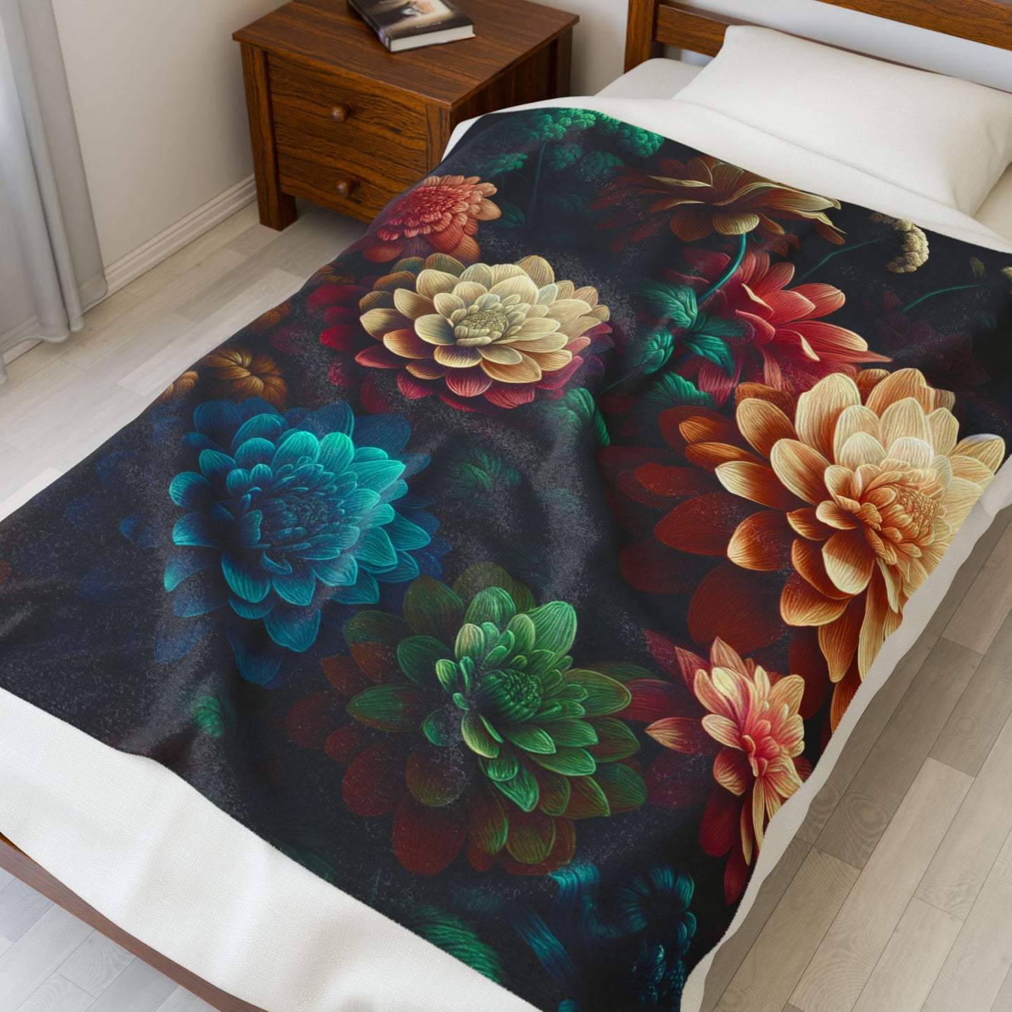 Garden of Nightfall Blooms - Plush Blanket