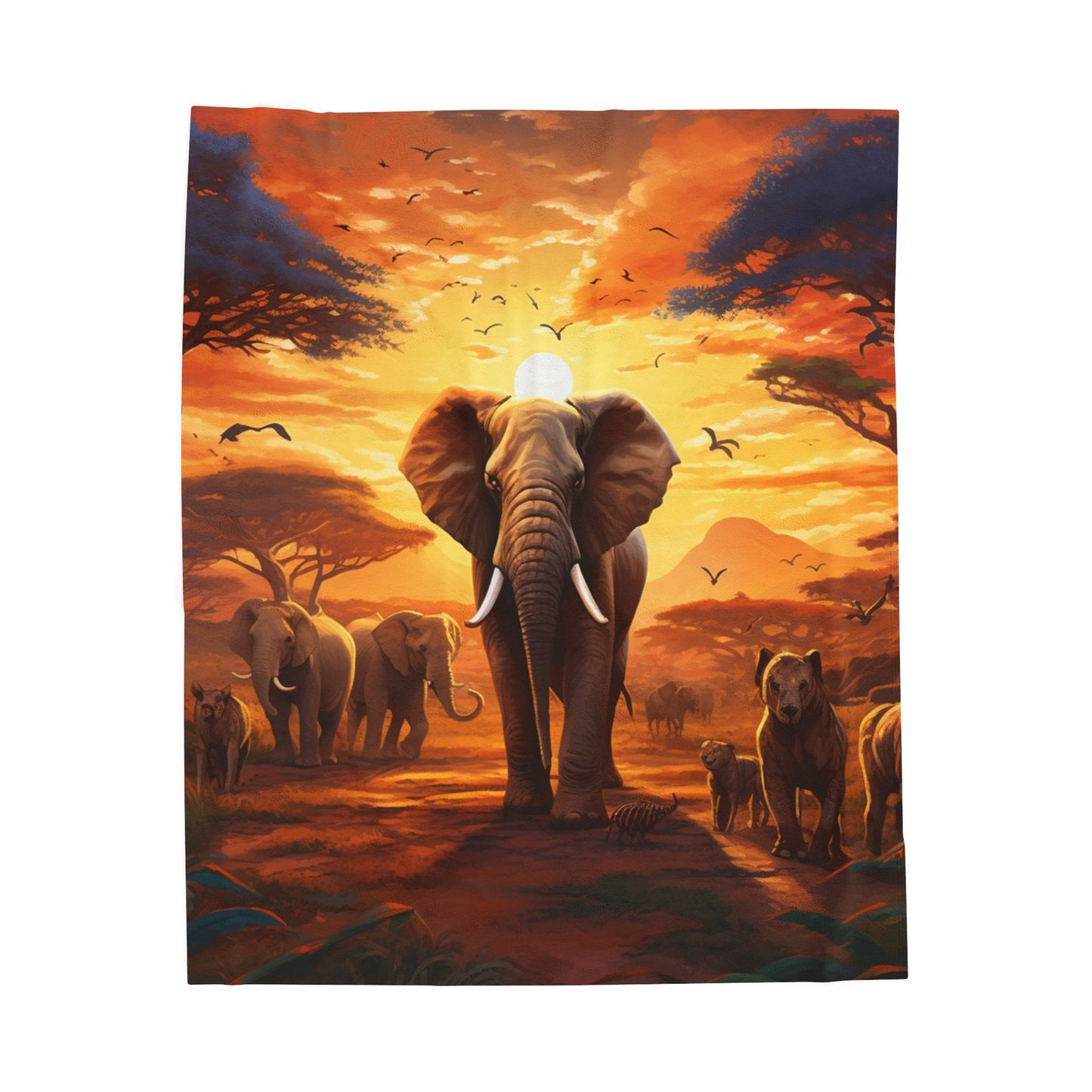 Savanna Sovereigns at Dawn- Plush Blanket
