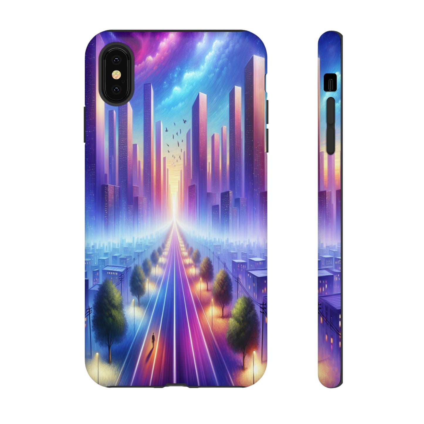 Journey into the Luminous Cityscape - Phone Case