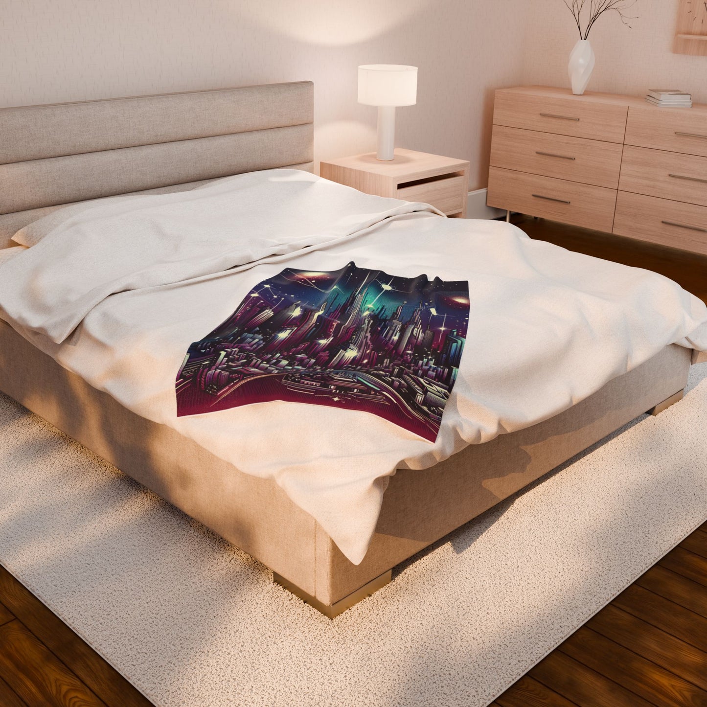 Stellar Metropolis Dreamscape - Plush Blanket