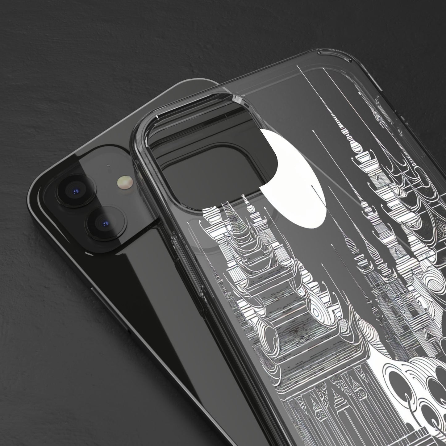 Transparent Temple Silhouette Under Bright Moon Iphone Case Compatible With Iphone 16 15 14 - Clear Phone Cover