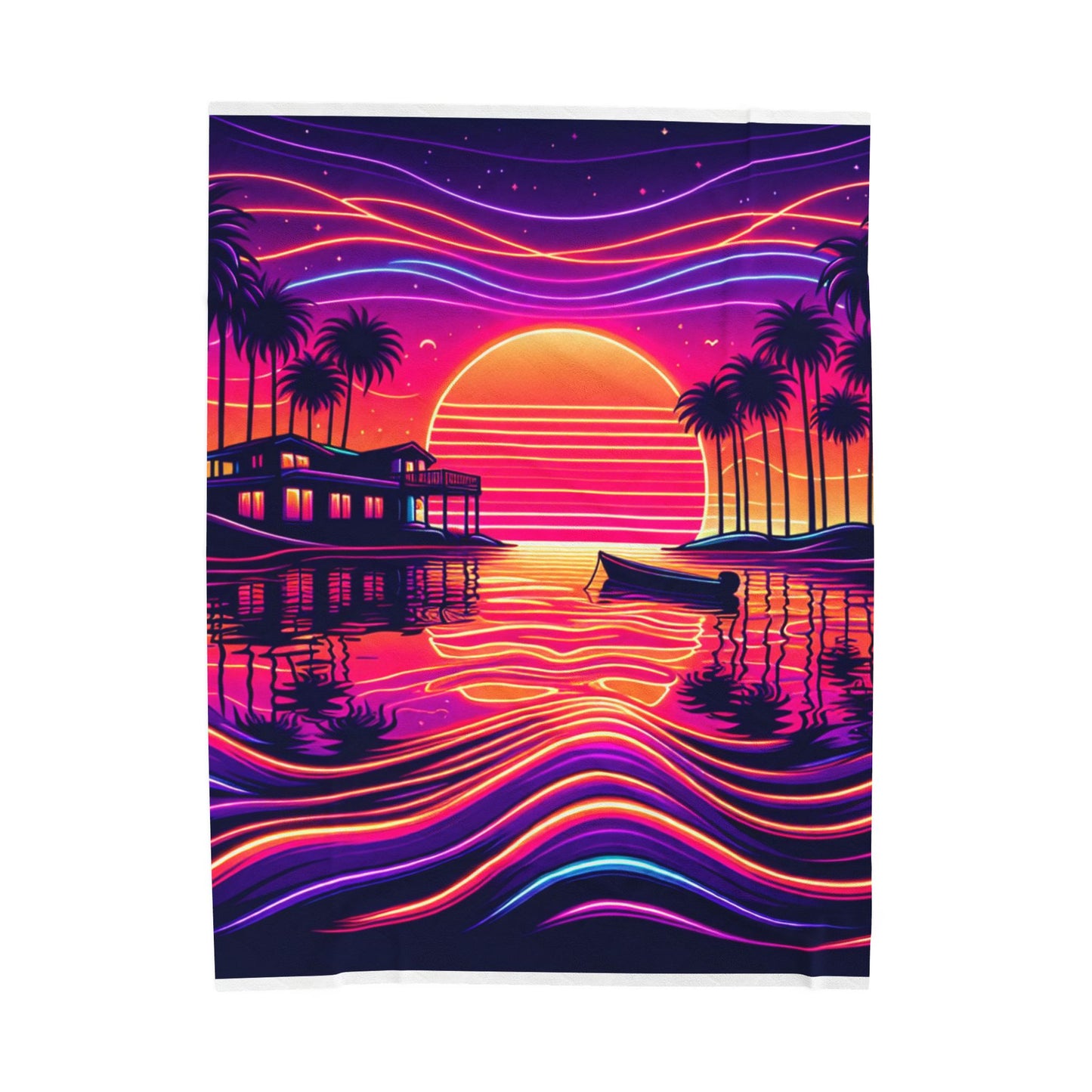 Island Glow in the Evening - Plush Blanket