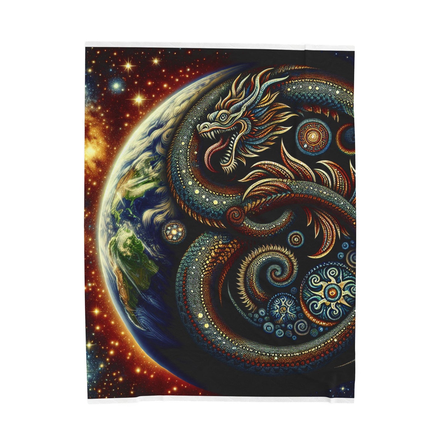 Stellar Dragon's Embrace - Plush Blanket