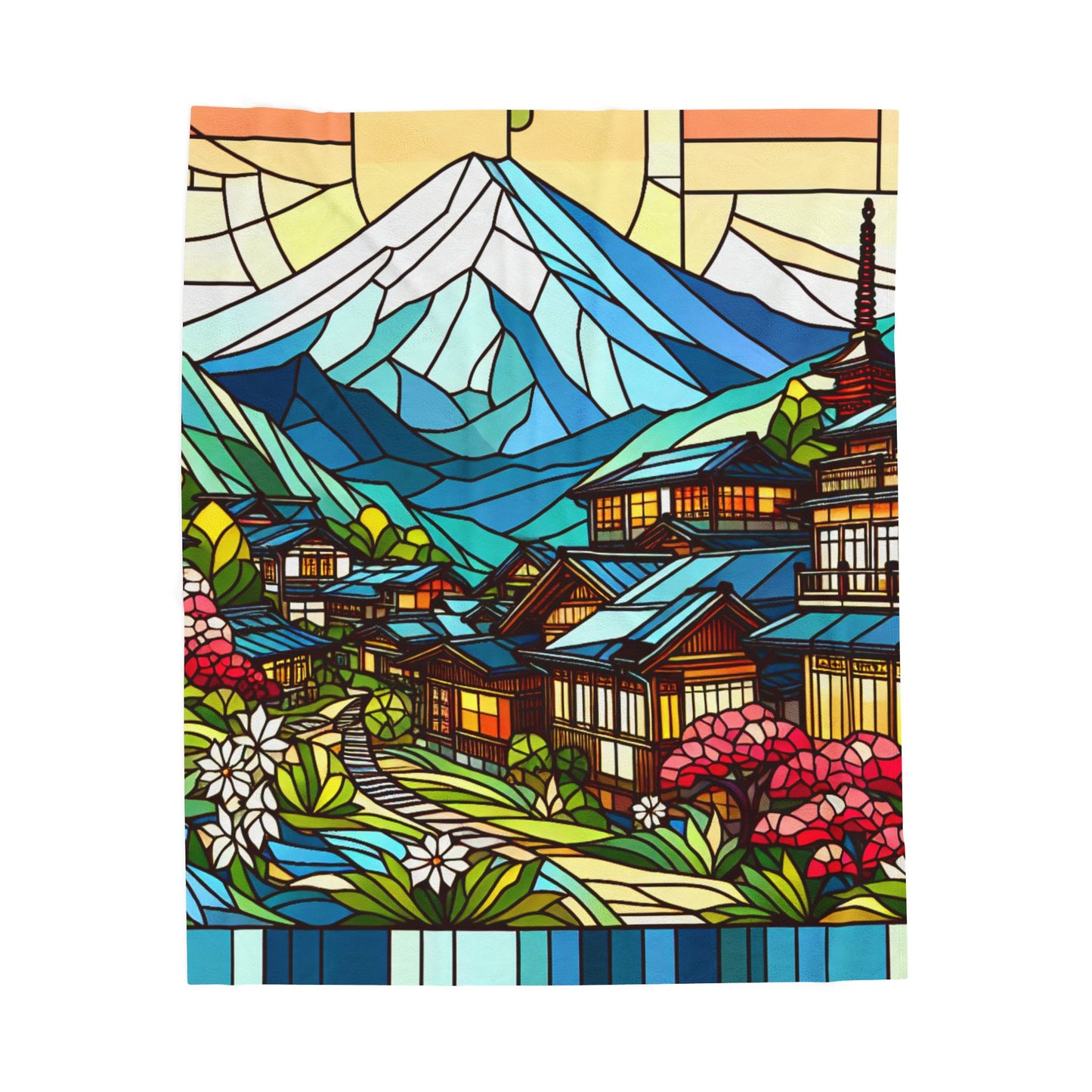 Mountain Village Mosaic - Plush Blanket