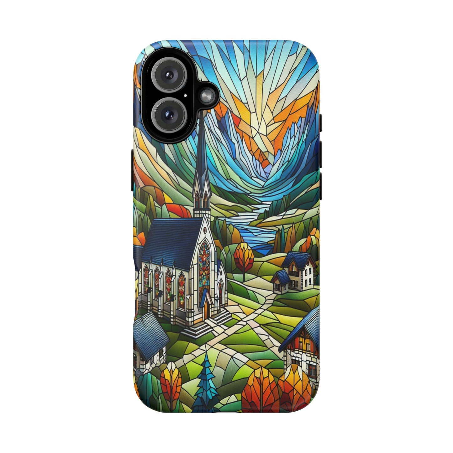 Stained Glass Countryside Scene - Phone Case