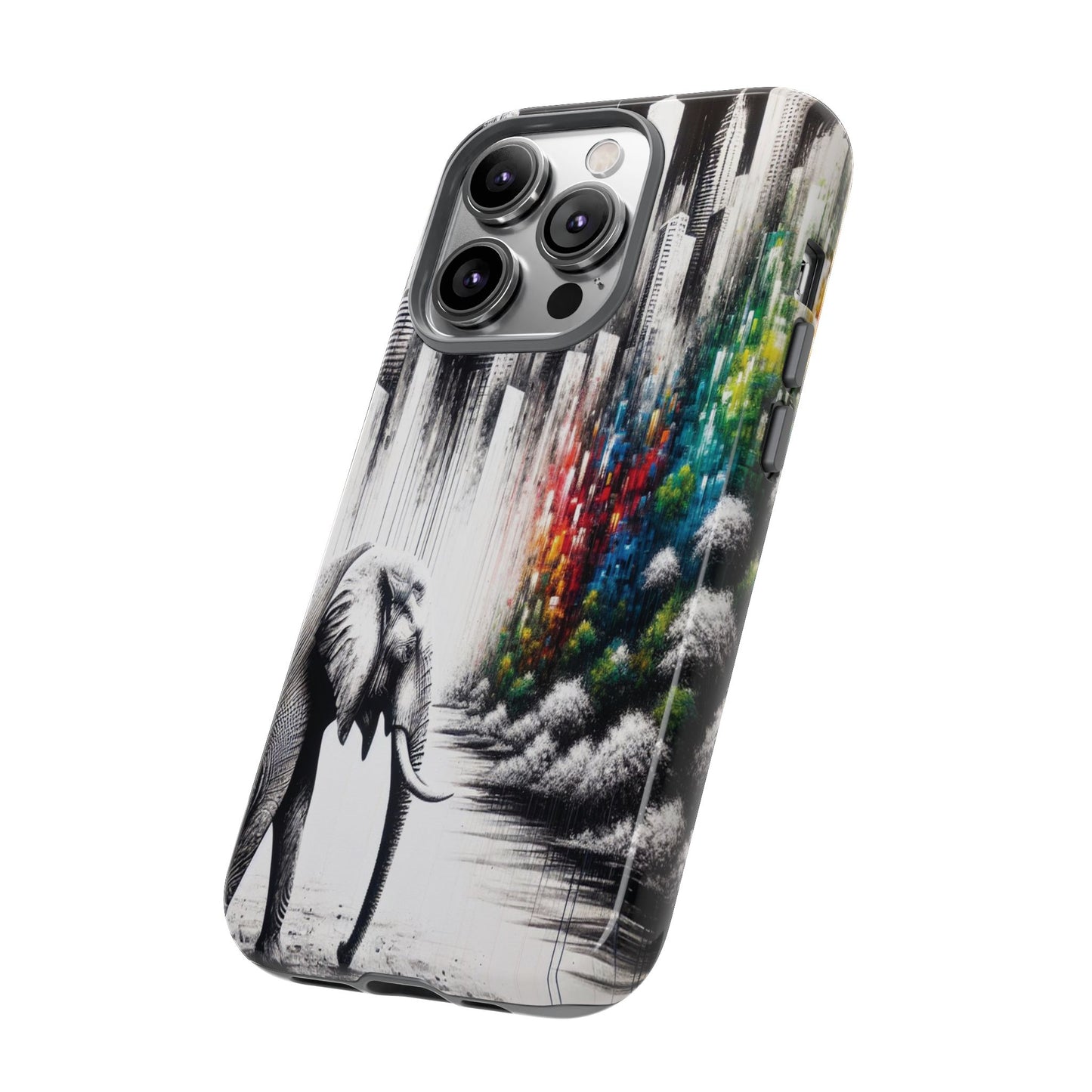 Protective Elephant's Journey Through the Cityscape Iphone Case Compatible With Iphone 16 15 14 - Phone Cover