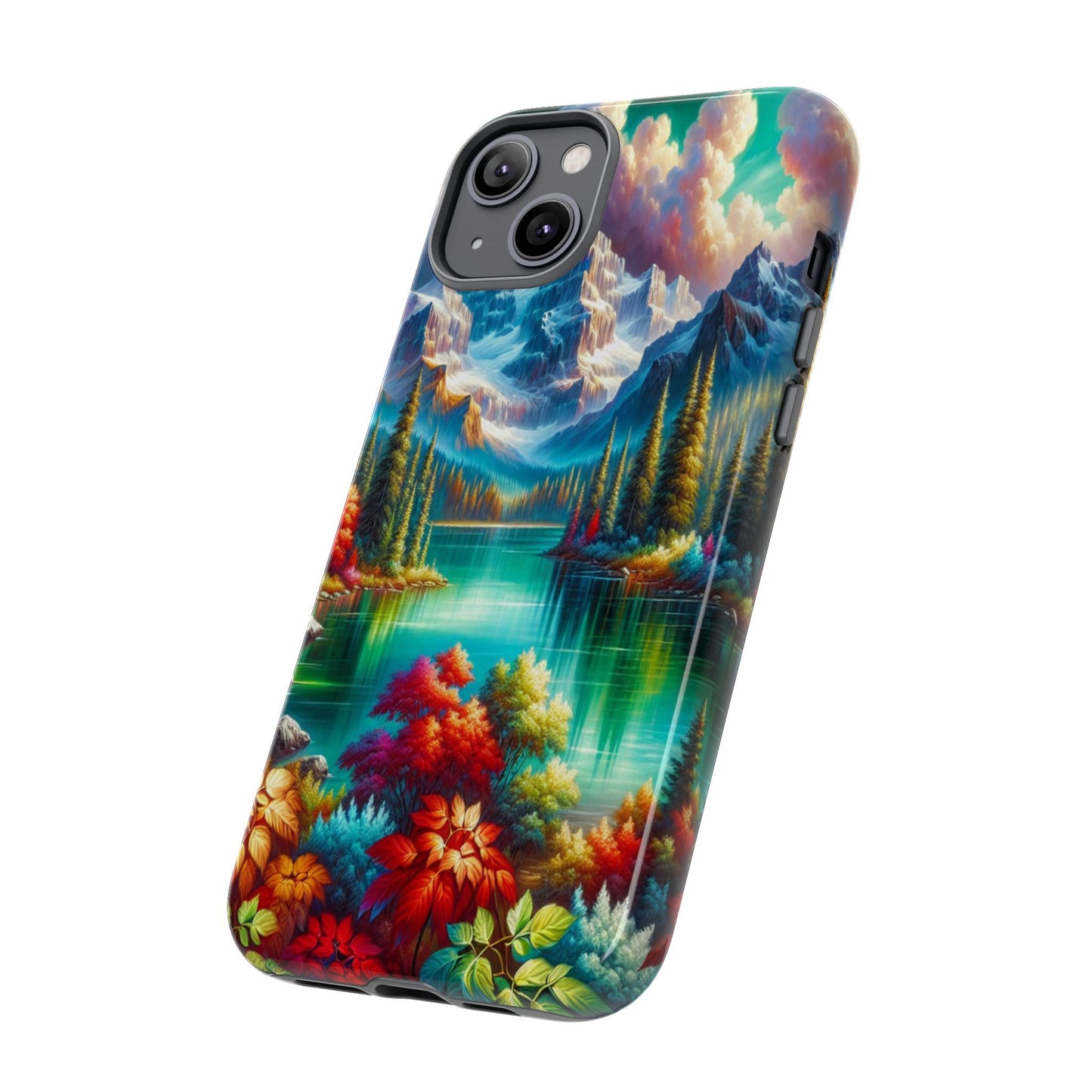 Colorful Mountain Lake Scene - Phone Case