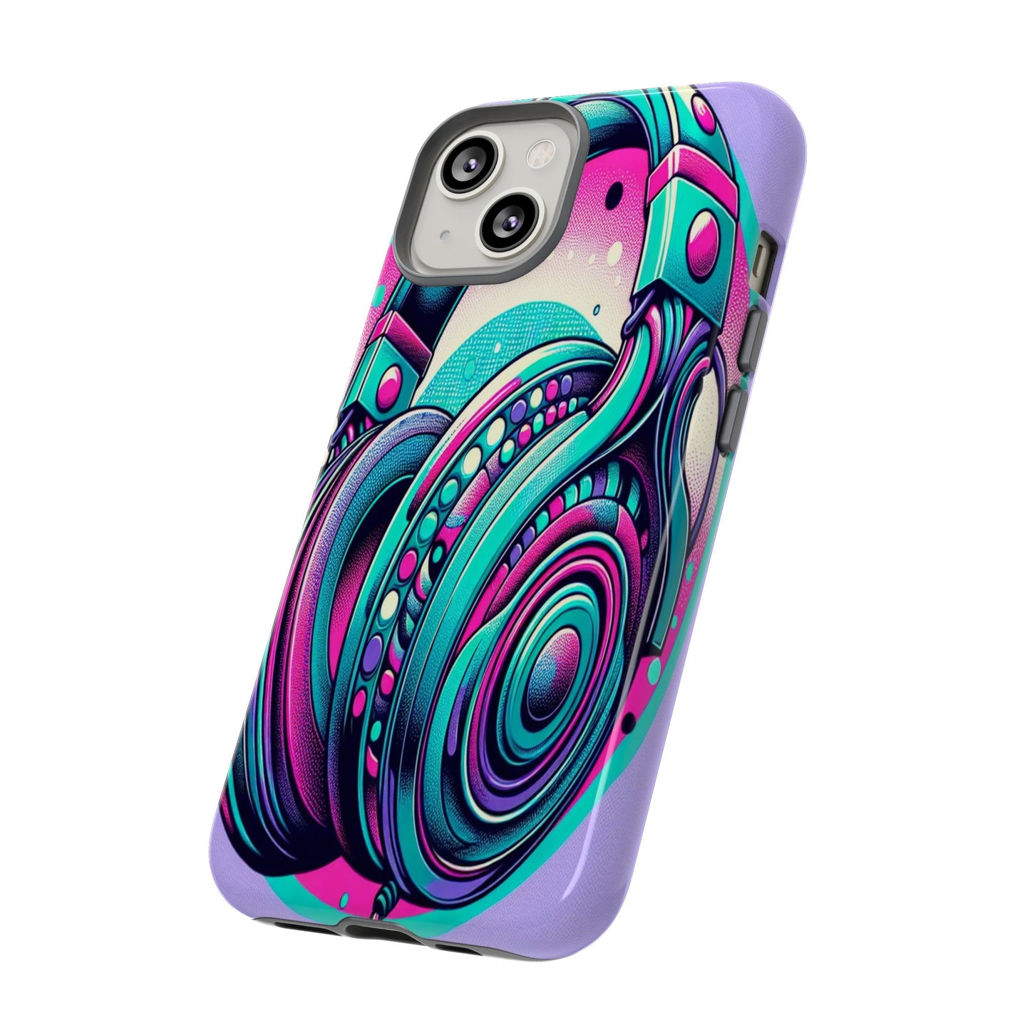 Custom ProtectiveHeadphone Vibes in Electric ColorsIphone Case Compatible With Iphone 16 15 14 - Phone Cover