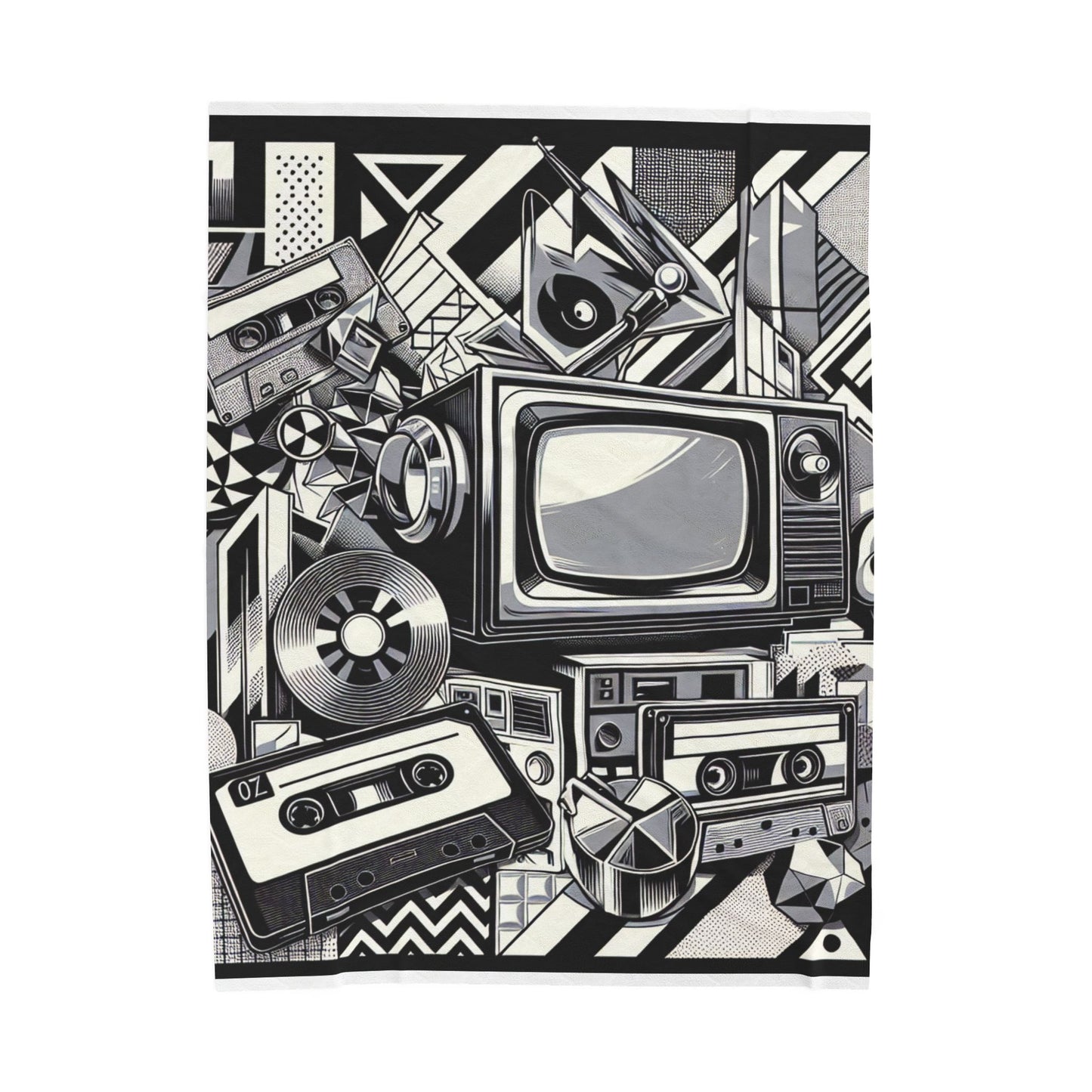 Retro Echoes: A Graphic Convergence - Plush Blanket