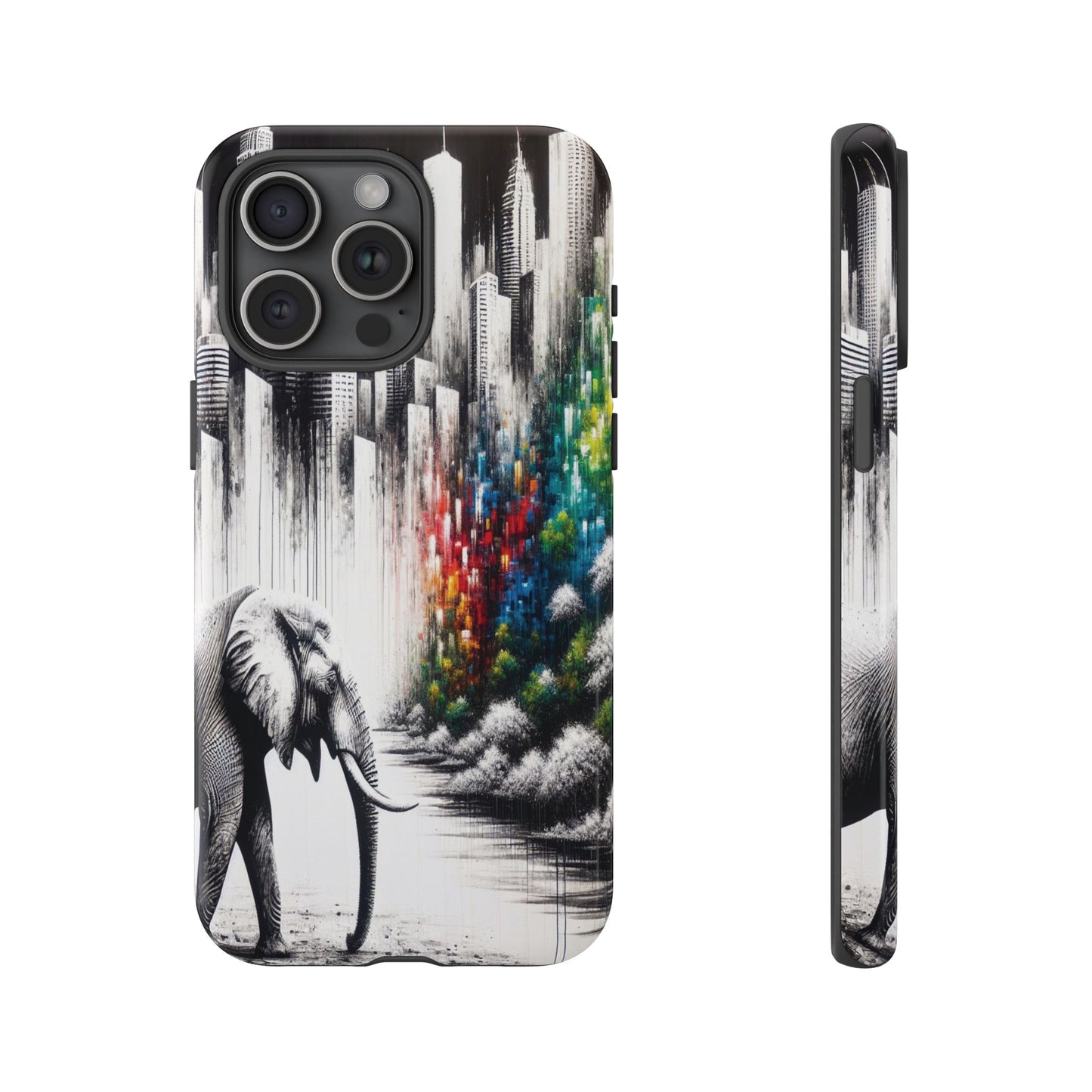 Protective Elephant's Journey Through the Cityscape Iphone Case Compatible With Iphone 16 15 14 - Phone Cover