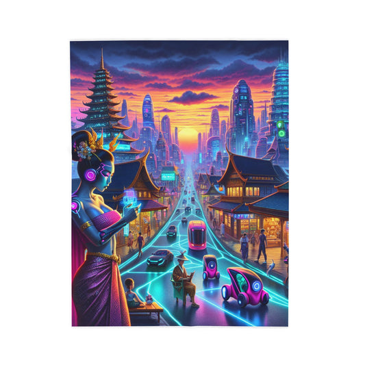 Futuristic Visions at Dusk- Plush Blanket
