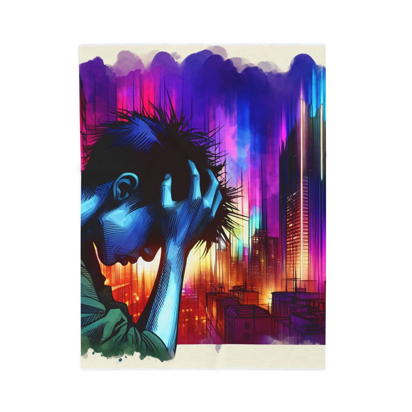 City Lights Contemplation - Plush Blanket
