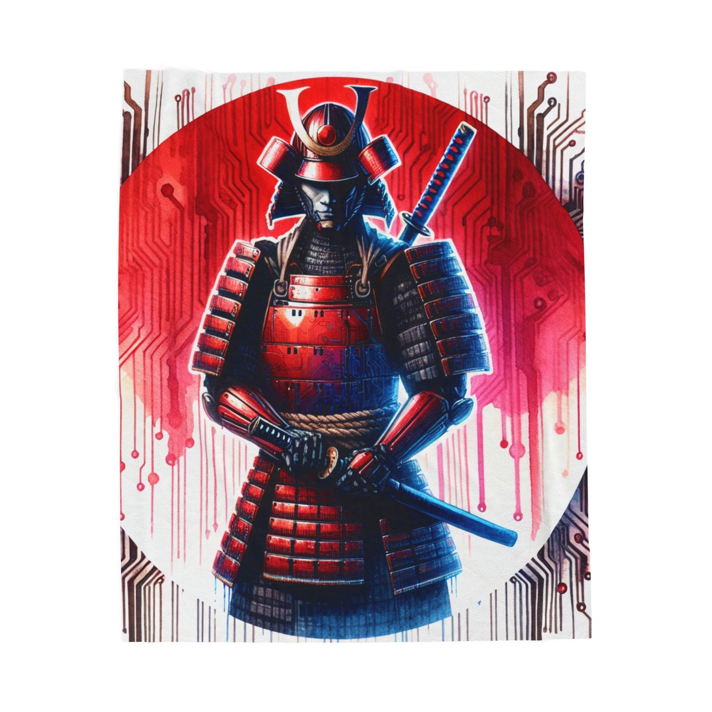 Samurai Cyber Nexus - Plush Blanket