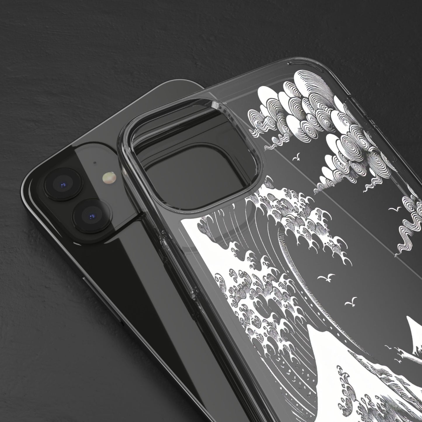 Transparent Waves and Mountains Iphone Case Compatible With Iphone 16 15 14 - Clear Phone Cover