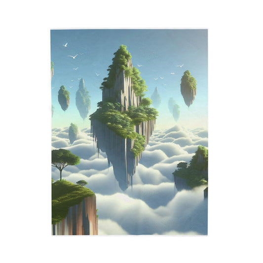 Floating Island Gardens in the Clouds - Plush Blanket