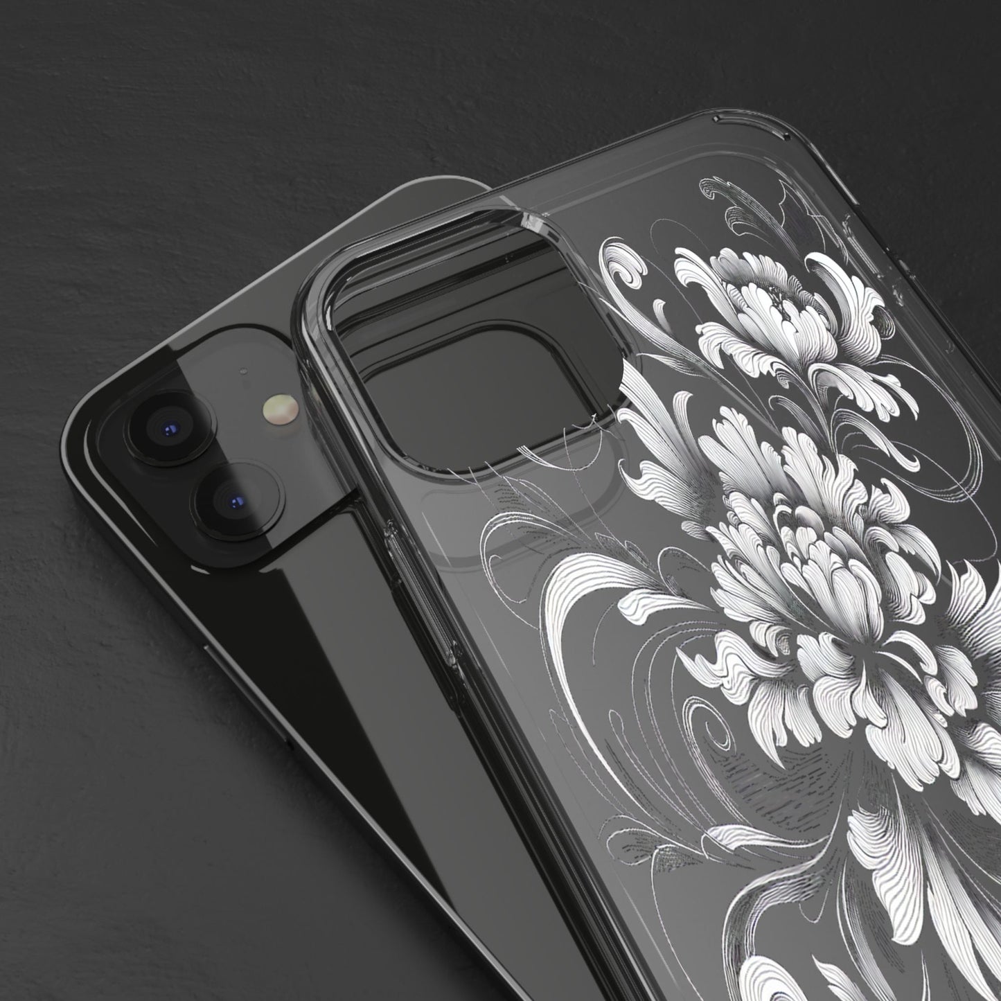 Transparent Intricate Flourish Design Iphone Case Compatible With Iphone 16 15 14 - Clear Phone Cover