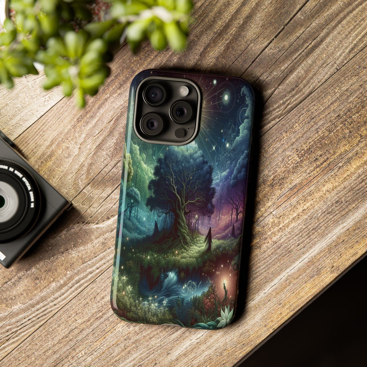 Luminous Forest Nightscape - Phone Case